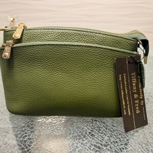 Tiffany & Fred Olive Green Leather Clutch Handbag Purse